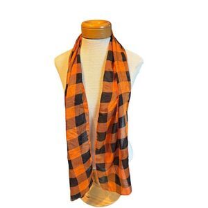 Orange & Black Buffalo Plaid Lightweight Scarf 59" X 11"